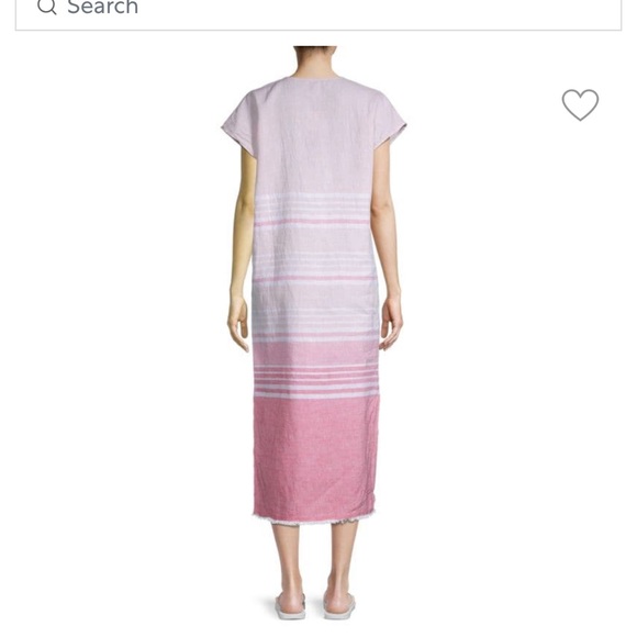Linen Striped Midi Shift Dress - Picture 2 of 3